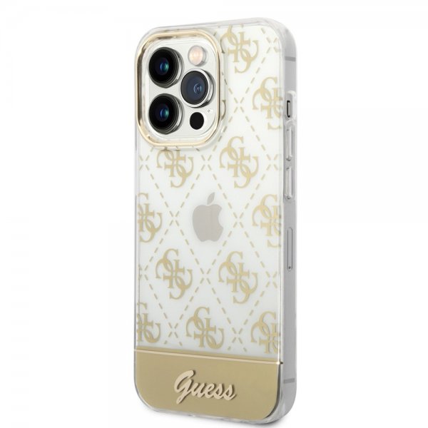 iPhone 14 Pro Max Skal Bottom Stripe Script Logo Guld