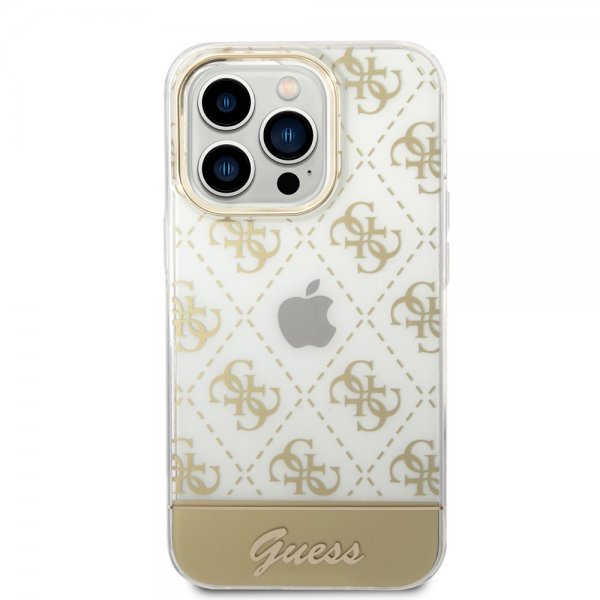 iPhone 14 Pro Max Skal Bottom Stripe Script Logo Guld