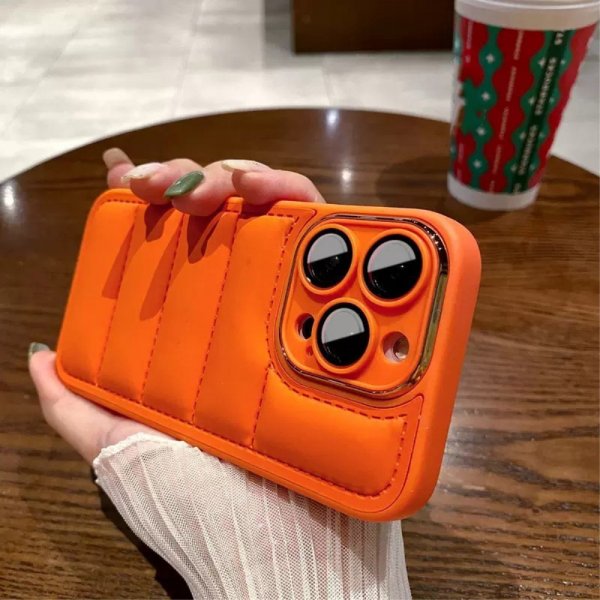 iPhone 14 Pro Max Skal Down Jacket Design Orange