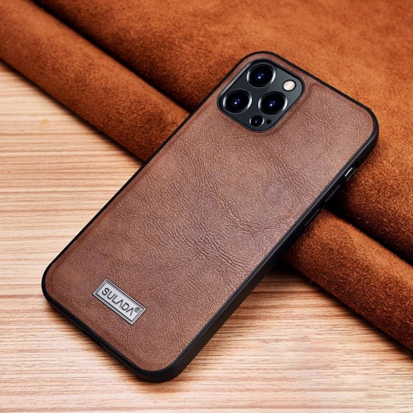 iPhone 14 Pro Max Skal Lädertextur Brun