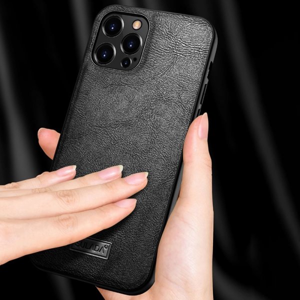 iPhone 14 Pro Max Skal Lädertextur Svart