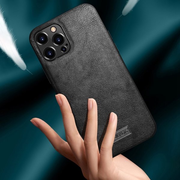 iPhone 14 Pro Max Skal Lädertextur Svart