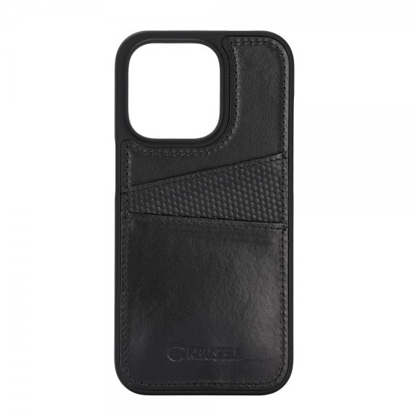 iPhone 14 Pro Max Skal Leather CardCover Svart