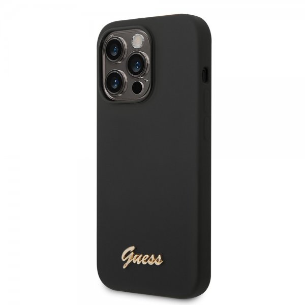 iPhone 14 Pro Max Skal Liquid Silicone Metal Logo Svart
