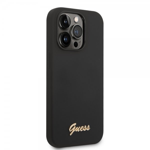 iPhone 14 Pro Max Skal Liquid Silicone Metal Logo Svart