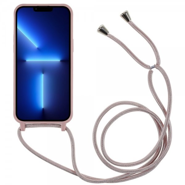 iPhone 14 Pro Max Skal med Strap Mörkrosa