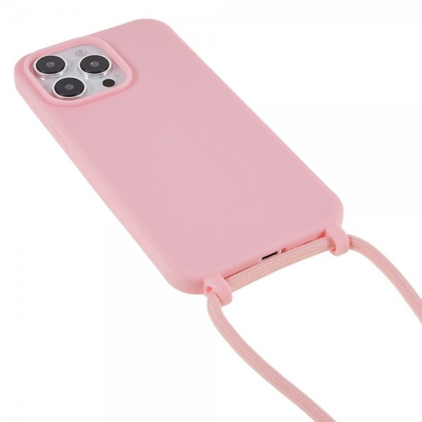 iPhone 14 Pro Max Skal med Strap Rosa