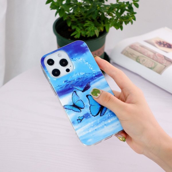 iPhone 14 Pro Max Skal Motiv Blåa Fjärilar