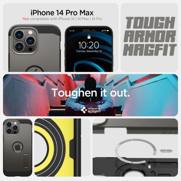 iPhone 14 Pro Max Skal Tough Armor MagFit Gunmetal