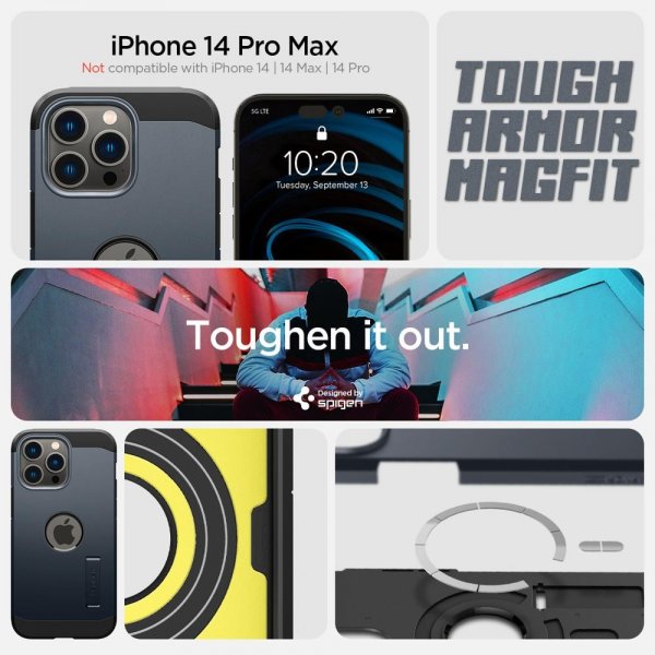 iPhone 14 Pro Max Skal Tough Armor MagFit Metal Slate