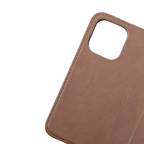 iPhone 14 Pro Fodral Äkta läder Kortfack Brun