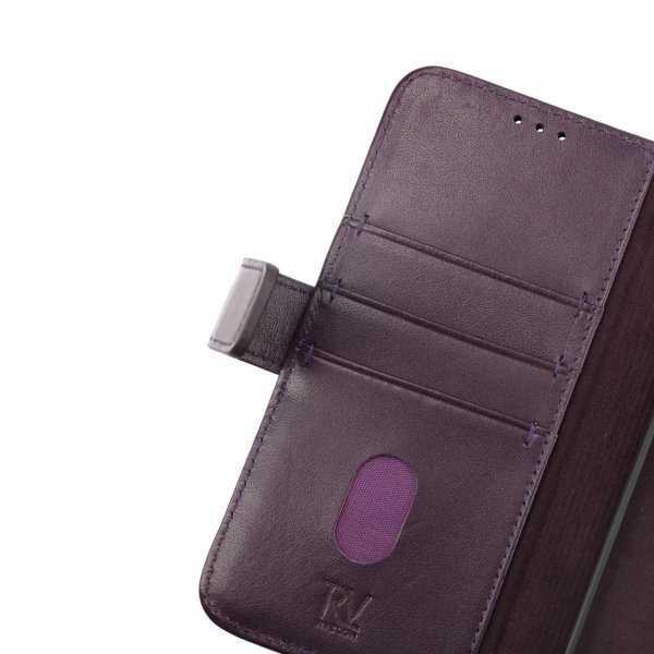 iPhone 14 Pro Fodral Äkta läder Kortfack Lila