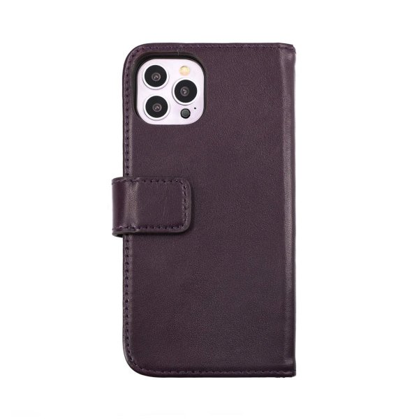 iPhone 14 Pro Fodral Äkta läder Kortfack Lila