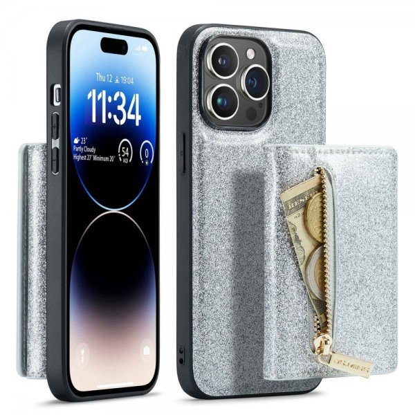 iPhone 14 Pro Skal M3 Series Löstagbar Korthållare Silver