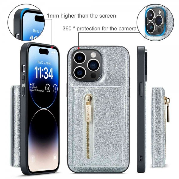 iPhone 14 Pro Skal M3 Series Löstagbar Korthållare Silver