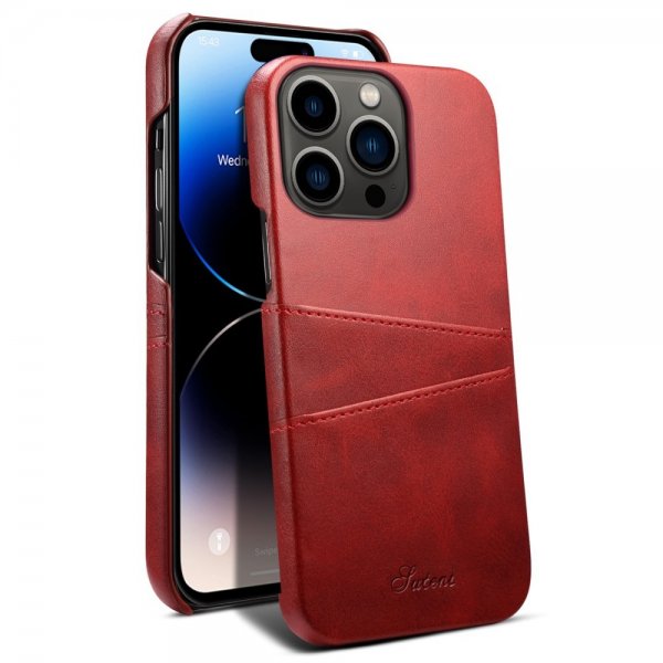 iPhone 14 Pro Skal med två Kortfack Röd