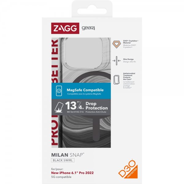 iPhone 14 Pro Skal Milan Snap Black Swirl
