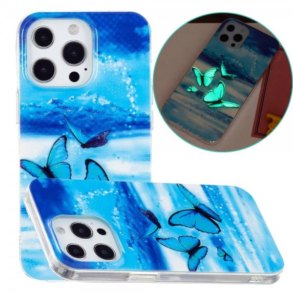 iPhone 14 Pro Skal Motiv Blåa Fjärilar