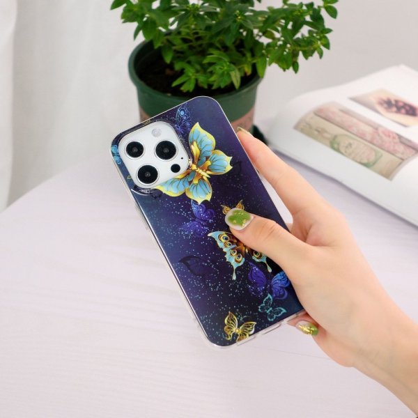 iPhone 14 Pro Skal Motiv Guldiga Fjärilar