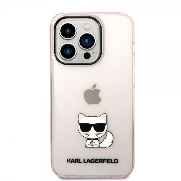 iPhone 14 Pro Skal Printed Choupette Transparent Rosa