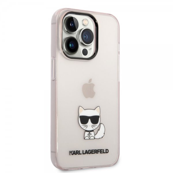 iPhone 14 Pro Skal Printed Choupette Transparent Rosa