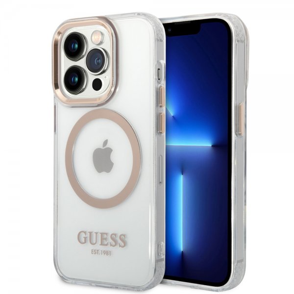 iPhone 14 Pro Skal Transparent MagSafe Guld Transparent