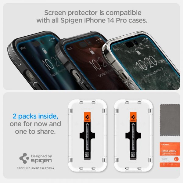iPhone 14 Pro Skärmskydd GLAS.tR EZ Fit 2-pack