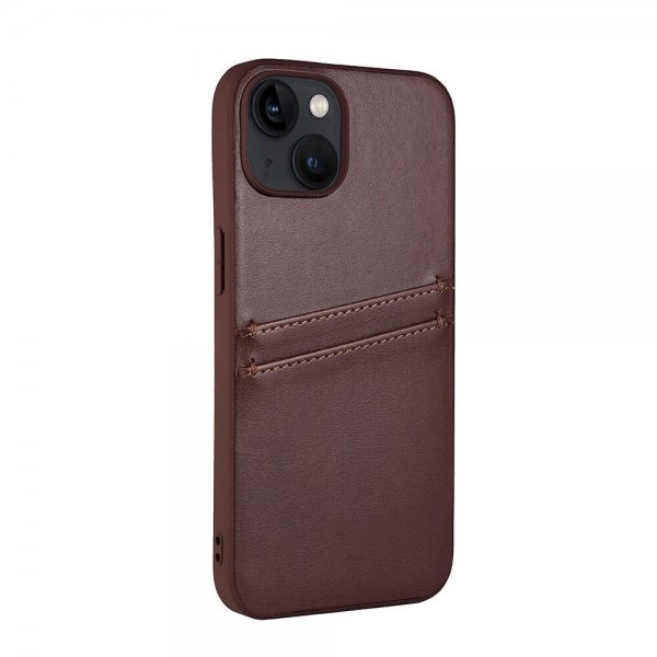 iPhone 13/iPhone 14 Skal Backcover with Card Slots Brun