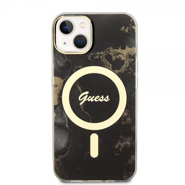 iPhone 14 Skal Golden Marble MagSafe Svart