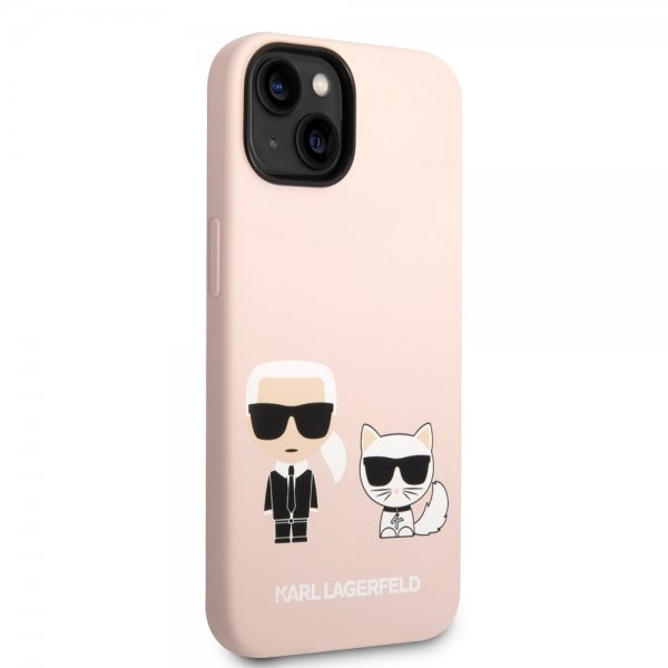 iPhone 14 Skal Liquid Silicone Karl & Choupette MagSafe Rosa