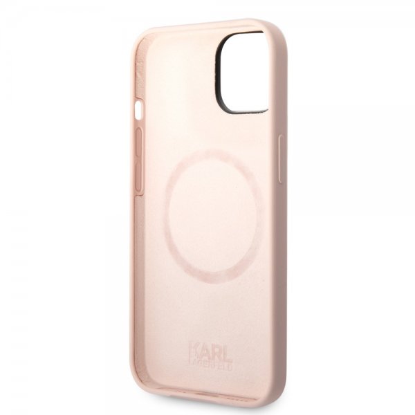 iPhone 14 Skal Liquid Silicone Karl & Choupette MagSafe Rosa