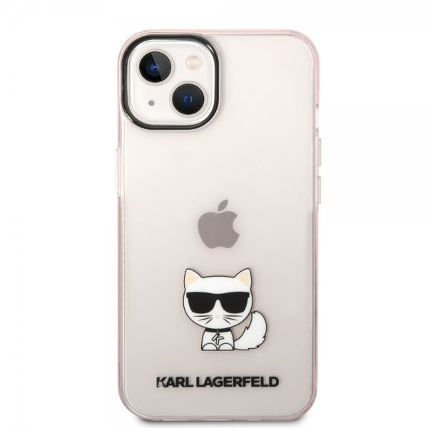 iPhone 14 Skal Printed Choupette Transparent Rosa
