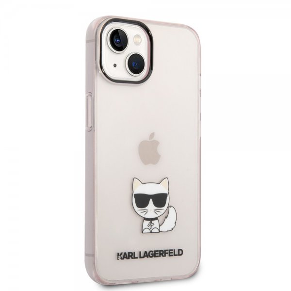 iPhone 14 Skal Printed Choupette Transparent Rosa