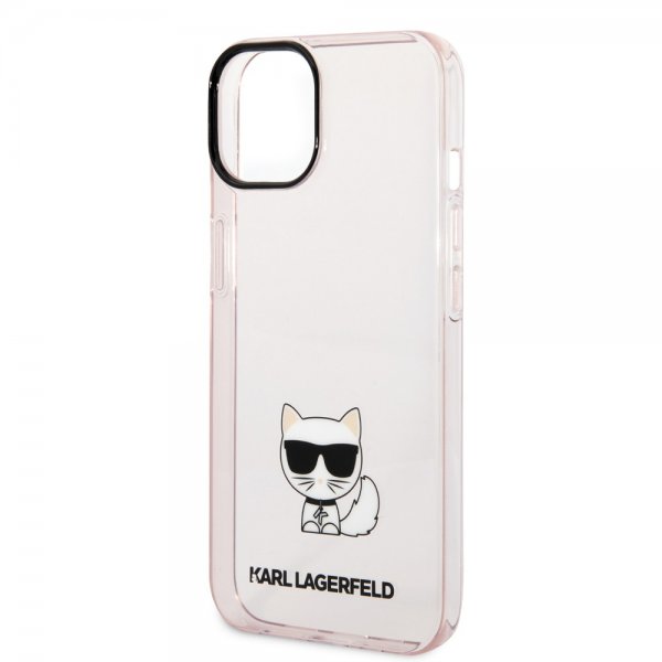 iPhone 14 Skal Printed Choupette Transparent Rosa