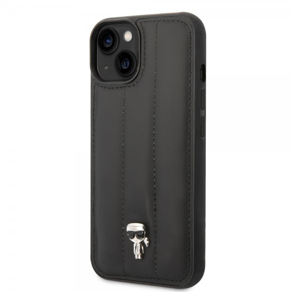 iPhone 14 Skal Quilted Nylon Puffy Case Ikonik Pin Svart
