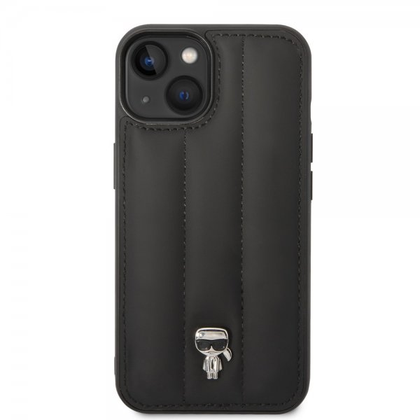 iPhone 14 Skal Quilted Nylon Puffy Case Ikonik Pin Svart