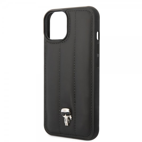 iPhone 14 Skal Quilted Nylon Puffy Case Ikonik Pin Svart