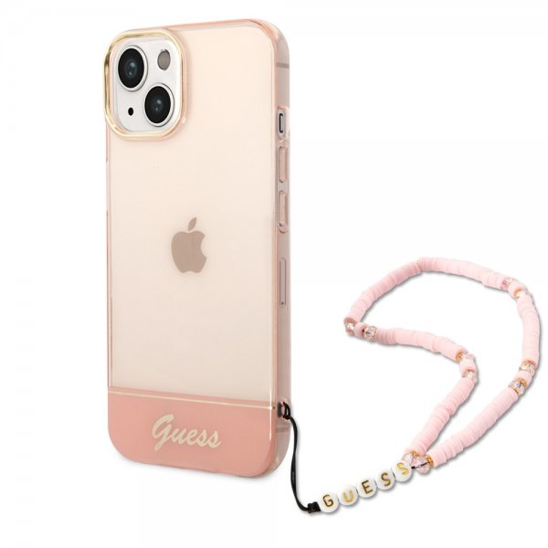 iPhone 14 Skal Translucent with Strap Rosa