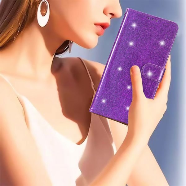 iPhone 15 Plus Fodral Glitter Lila