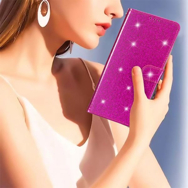 iPhone 15 Plus Fodral Glitter Magenta
