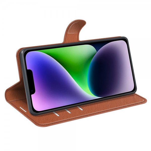 iPhone 15 Plus Fodral Litchi Brun