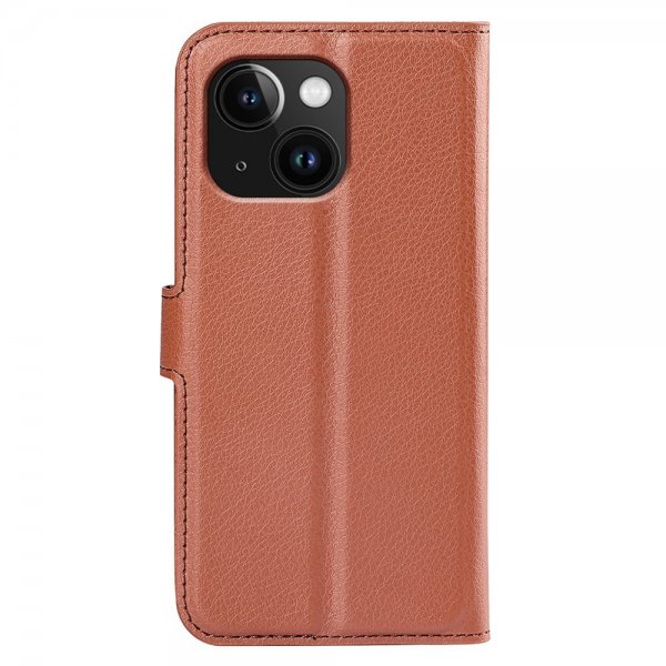 iPhone 15 Plus Fodral Litchi Brun