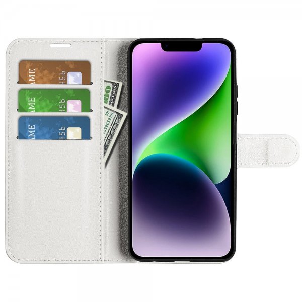 iPhone 15 Plus Fodral Litchi Vit