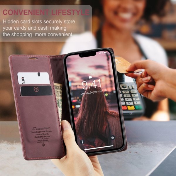 iPhone 15 Plus Fodral Retro Flip Röd