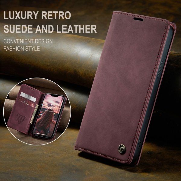 iPhone 15 Plus Fodral Retro Flip Röd