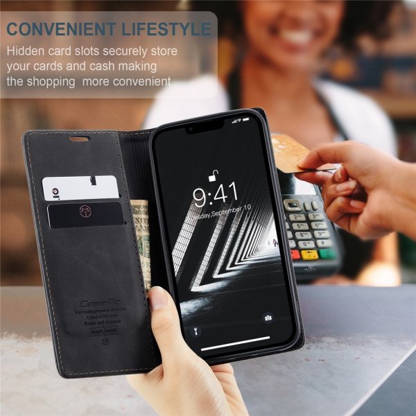 iPhone 15 Plus Fodral Retro Flip Svart