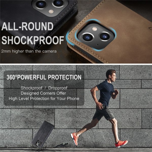 iPhone 15 Plus Fodral Retro Flip Svart