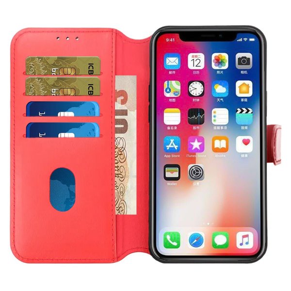 iPhone 15 Plus Fodral Äkta Läder Röd