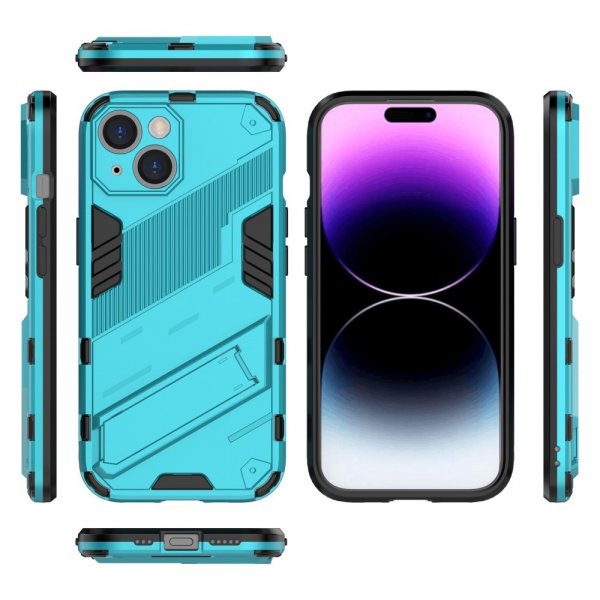 iPhone 15 Plus Skal med Stativ Ljusblå