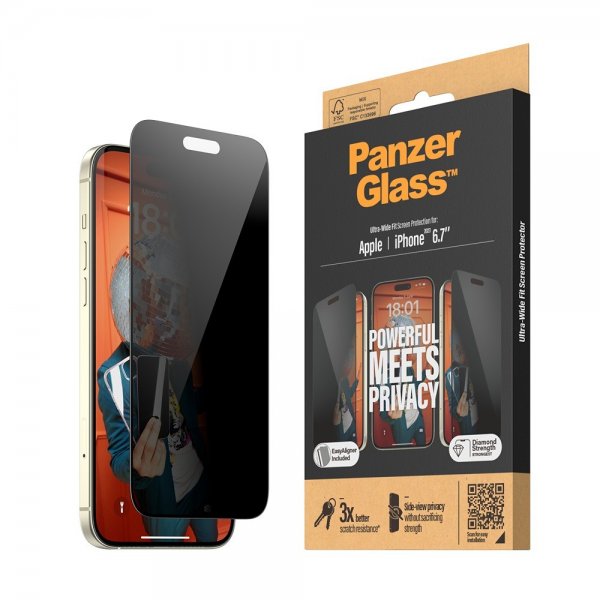 iPhone 15 Plus Skärmskydd Ultra-Wide Fit Privacy EasyAligner
